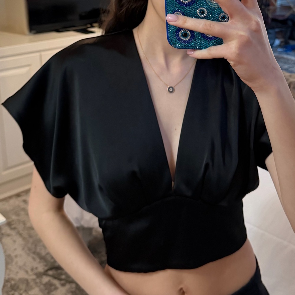 Zara Black Satin Blouse